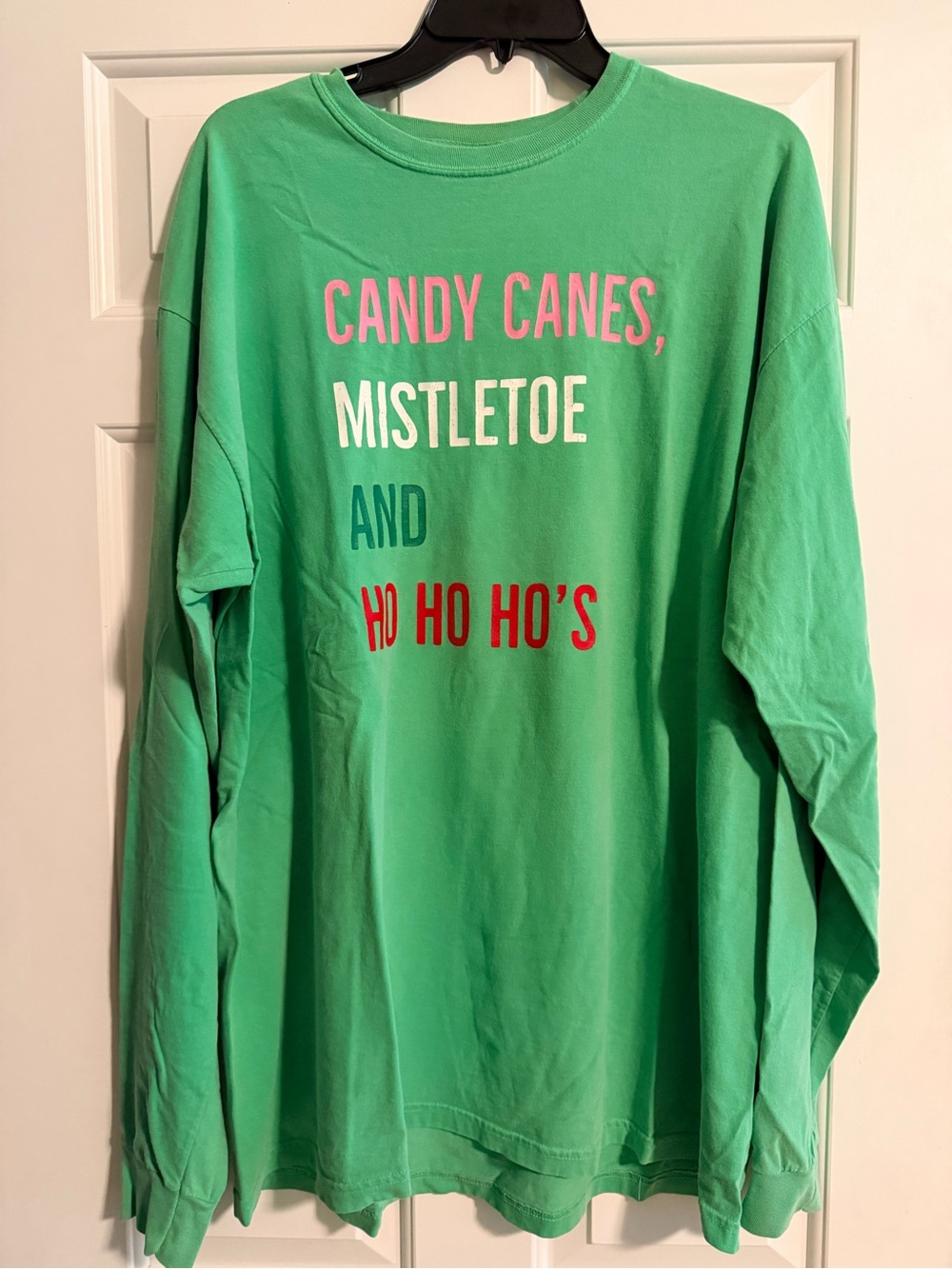 Ladies Green Holiday Graphic Long-Sleeve Tee